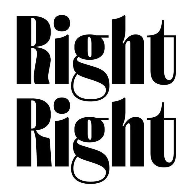 Right Right Wordmark, minimal, brutalist, monochrome