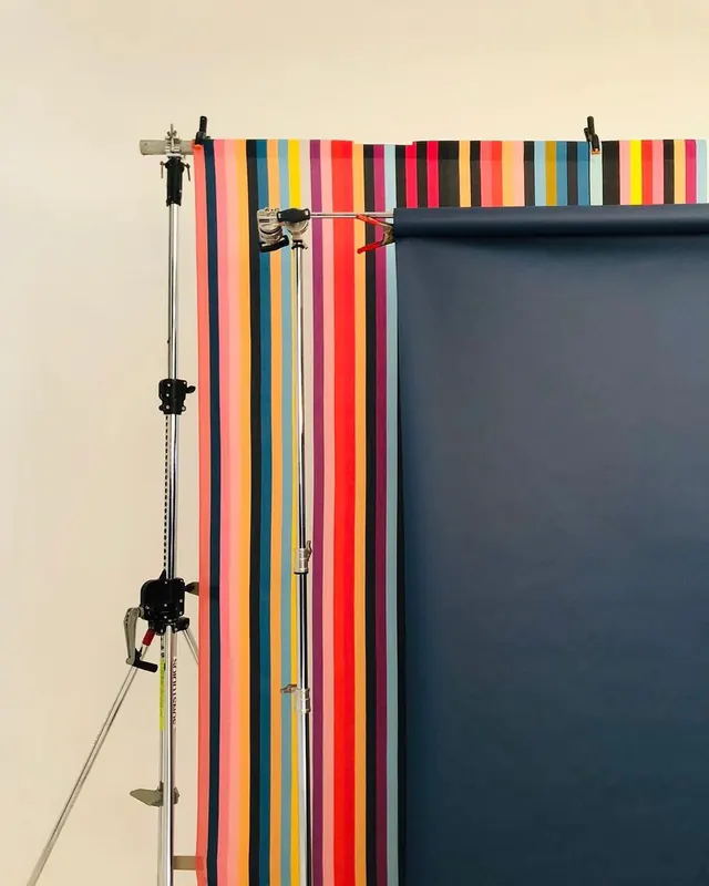 Vertical Stripe Pattern with Blue Overlay, minimal, geometric, vibrant