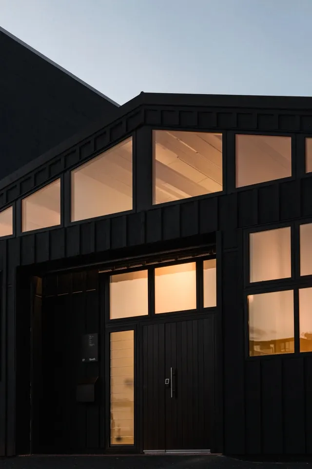 Modern Architectural Facade, minimal, geometric, dark