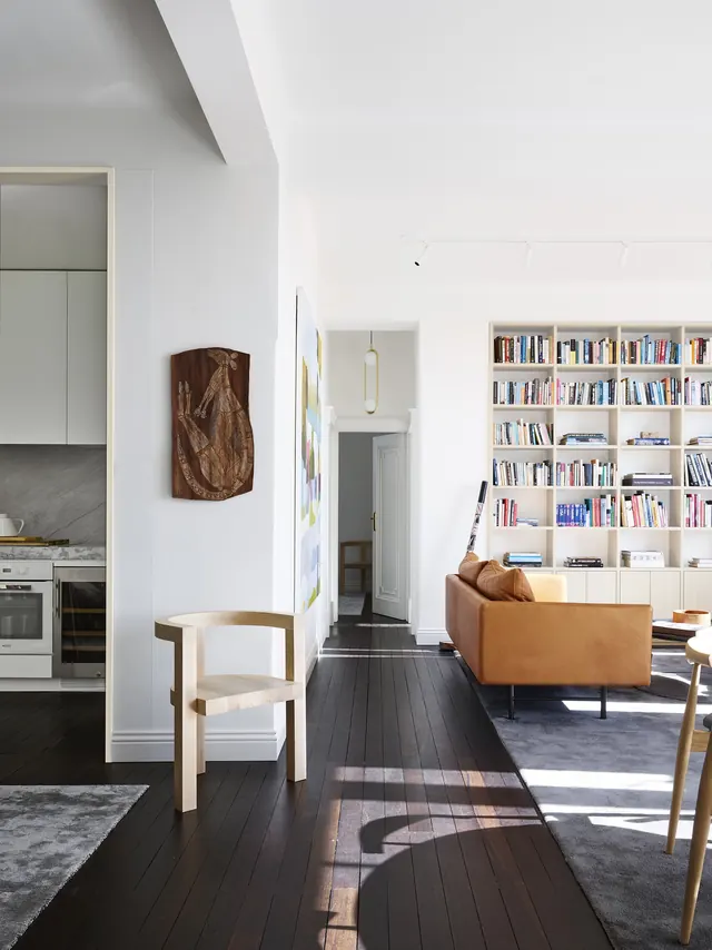 Modern Interior Design with Wood Accents, minimal, photographic, warm