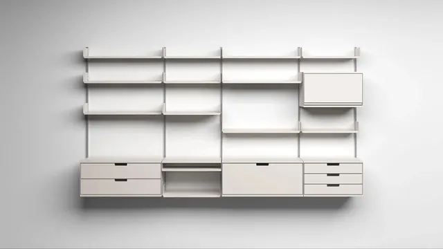 Minimalist White Modular Shelving Unit, minimal, geometric, light