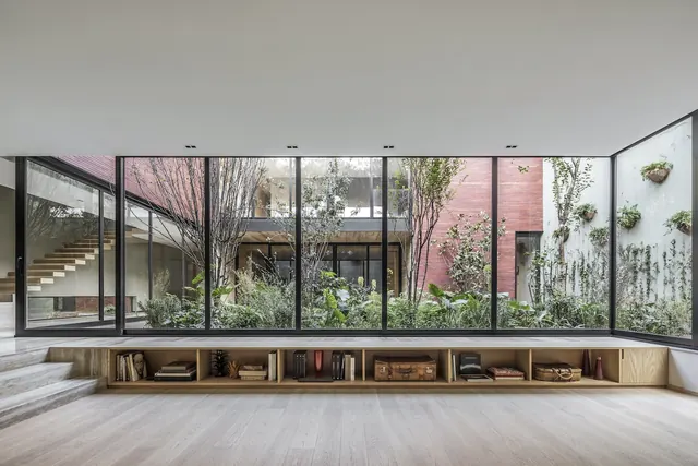 Modern Interior Architecture with Glass Partition, minimal, photographic, light