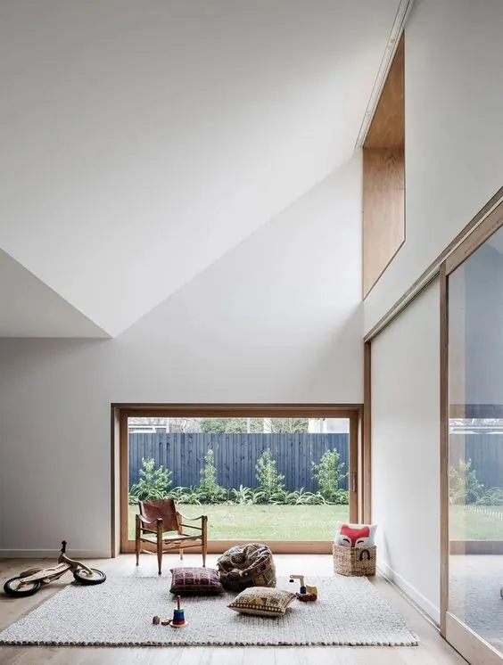 Modern Interior with Forest View, minimal, photographic, light