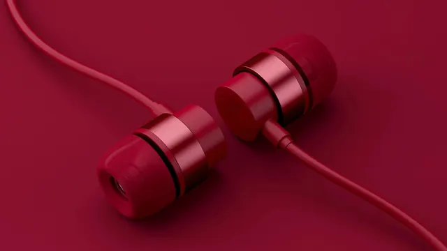 Red Wired Earphones on Red Background, minimal, 3d-render, vibrant