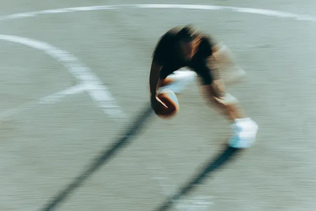 Motion Blur Athlete on Court, photographic, abstract, muted