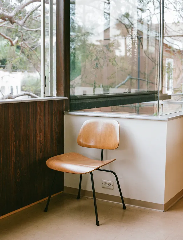 Modern Interior with Wooden Furniture, minimal, photographic, warm