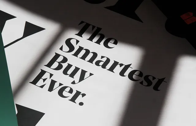 The Smartest Buy Ever Typography Design, minimal, swiss, monochrome