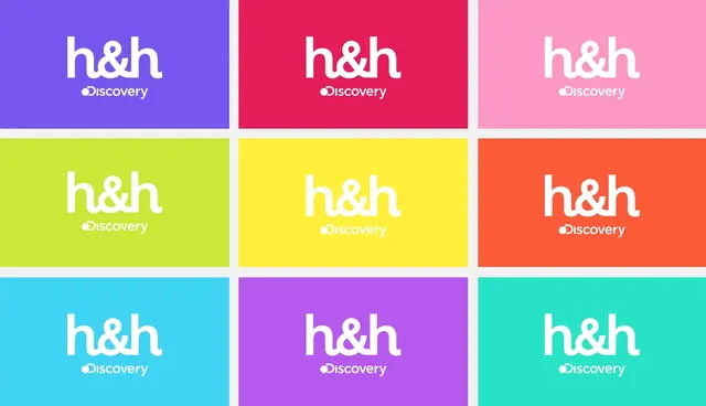 h&h discovery logo variations, minimal, flat, vibrant