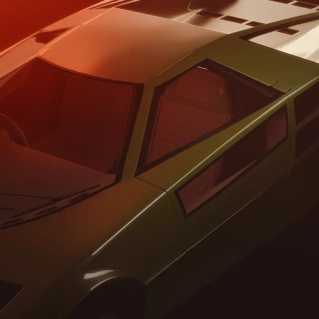 3D Render of a Stylized Car, 3d-render, gradient-heavy, vibrant