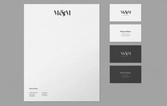 Mara&Mine stationery identity mockup, minimal, swiss, light