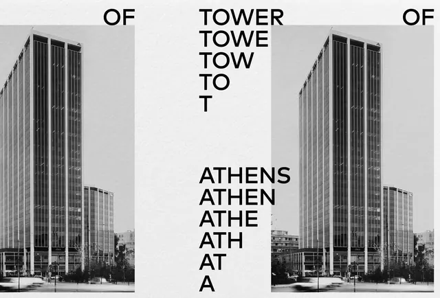 Tower Athens Typography and Architecture Layout, minimal, swiss, monochrome