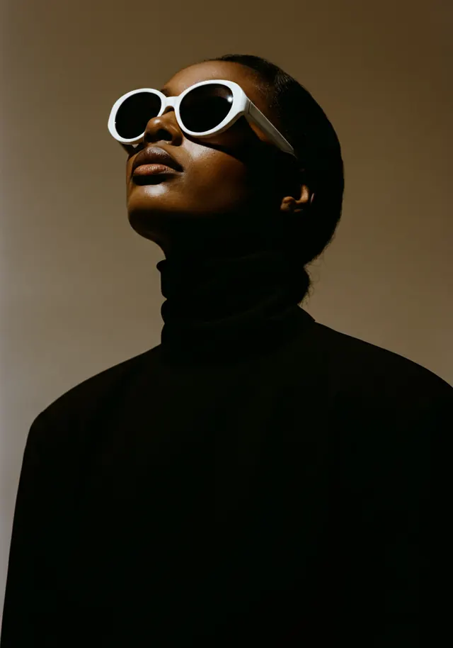 Portrait of a Person in Sunglasses, minimal, photographic, monochrome