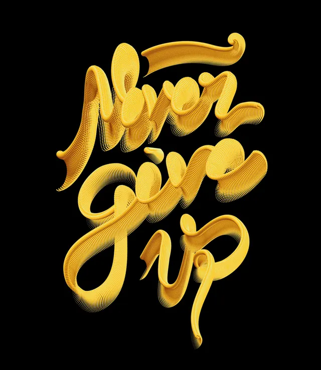 Never Give Up Wordmark, organic, luxury, warm