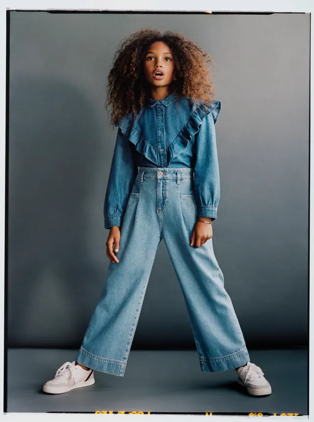 Denim Fashion Editorial, photographic, minimal, muted