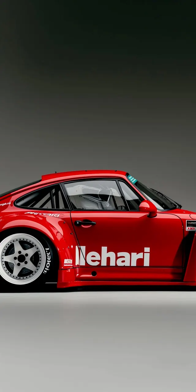 Red Sports Car with Branding, photographic, luxury, high-contrast