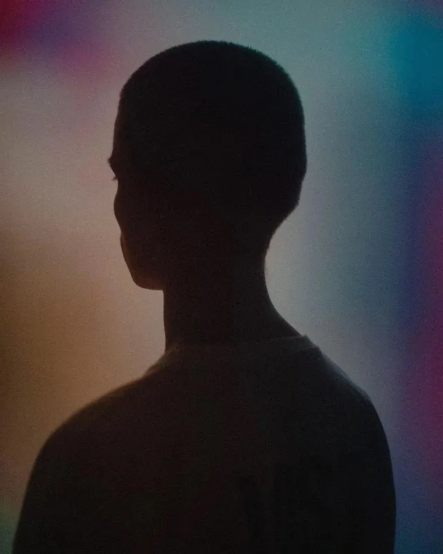 Silhouette Profile with Gradient Background, minimal, gradient-heavy, vibrant