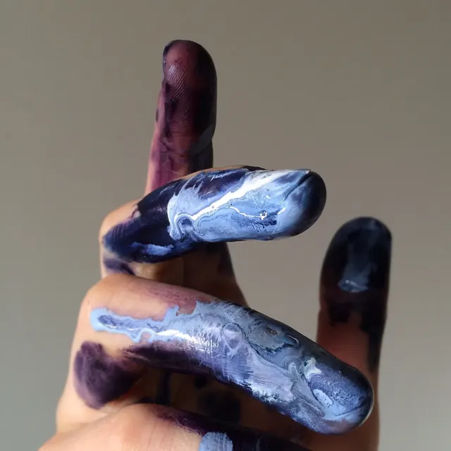 Abstract Paint Smear on Hand, organic, abstract, dark