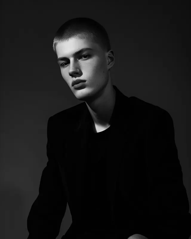 Monochrome Portrait of a Young Man, minimal, monochrome, monochrome