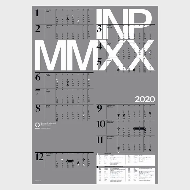 2020 Calendar Infographic Design, swiss, minimal, monochrome