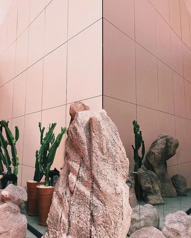 Pink Architectural Stone Composition, minimal, geometric, pastel