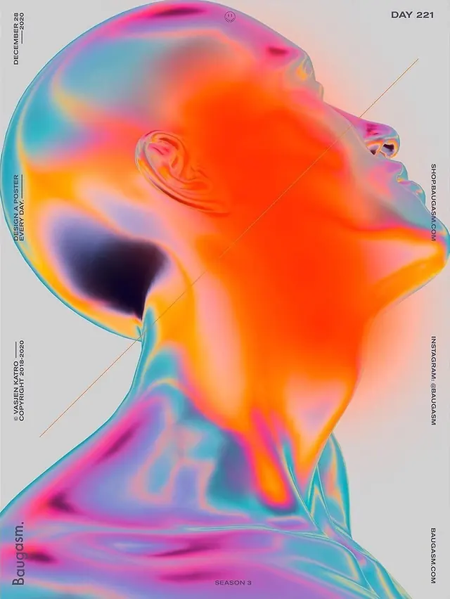 Abstract Gradient Portrait Illustration, gradient-heavy, organic, vibrant