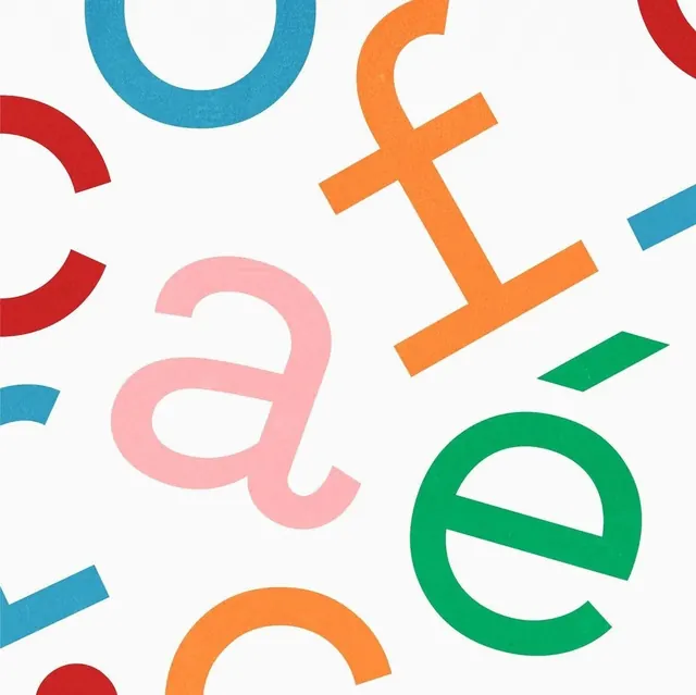 Abstract Typographic Pattern, minimal, playful, vibrant