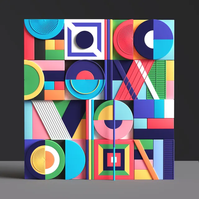 Geometric Abstract Grid Composition, swiss, geometric, vibrant