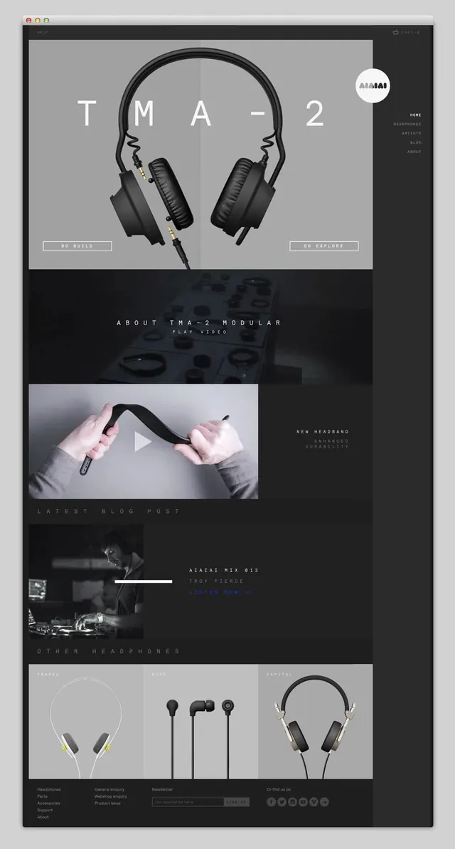 Headphone Brand Identity and UI Mockup, minimal, corporate-clean, dark