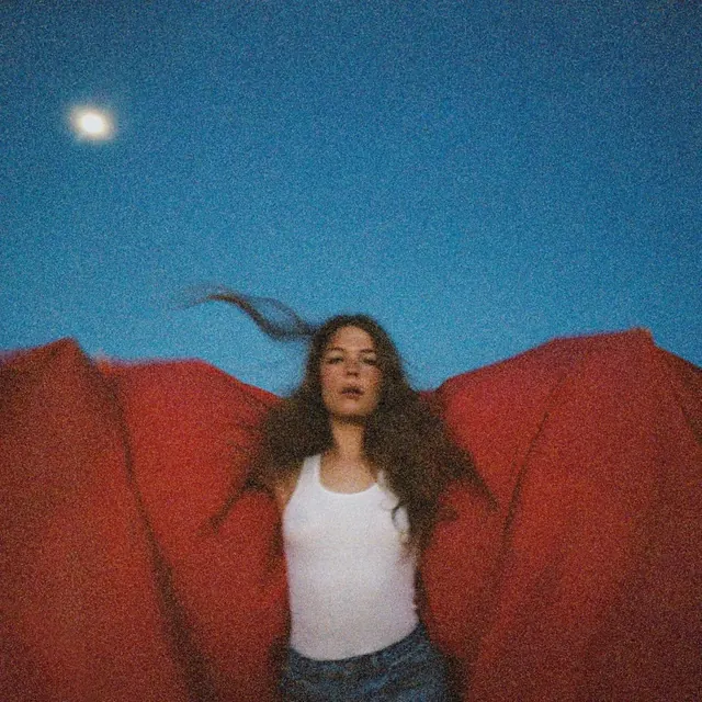 Surrealist Portrait with Red Fabric, photographic, retro, high-contrast