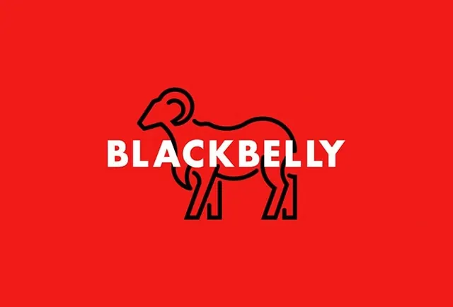 BLACKBELLY Logo Design, minimal, flat, high-contrast