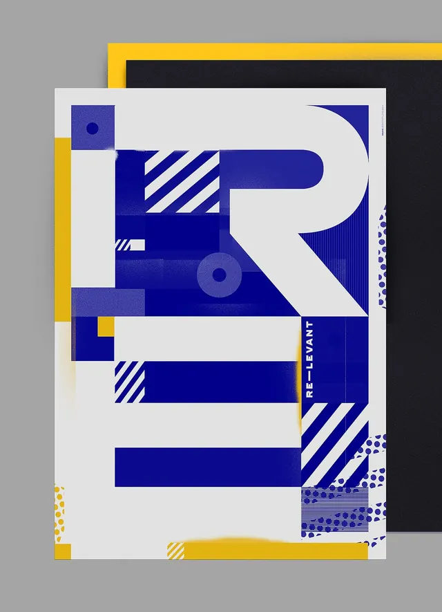 Geometric Abstract Typography Design, minimal, swiss, high-contrast