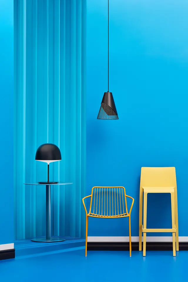 Blue Interior Design Mockup, minimal, geometric, vibrant