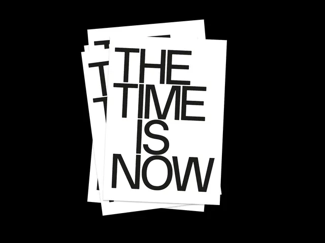 The Time Is Now Typography Collage, minimal, swiss, high-contrast