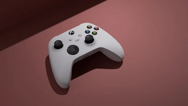 White Game Controller Mockup, minimal, 3d-render, warm