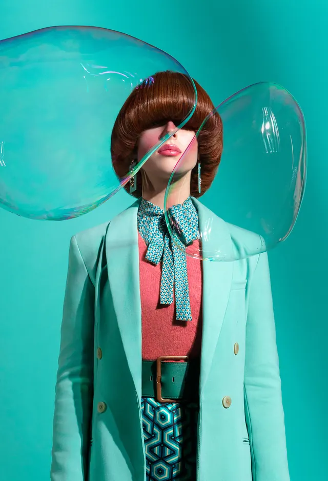 Surrealist Fashion Portrait, y2k, maximalist, vibrant