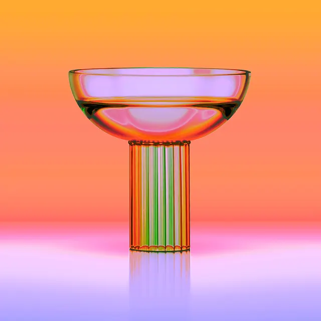 Iridescent Glass Pedestal, glassmorphism, 3d-render, vibrant