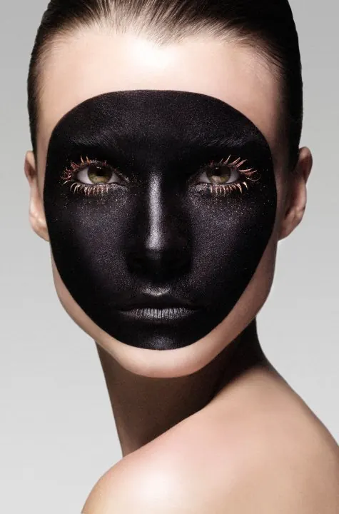 Face with Black Mask Makeup, minimal, luxury, dark