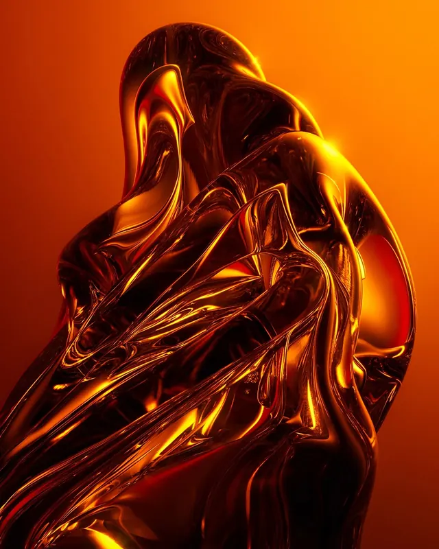 Liquid Gold Abstract 3D Render, luxury, organic, warm