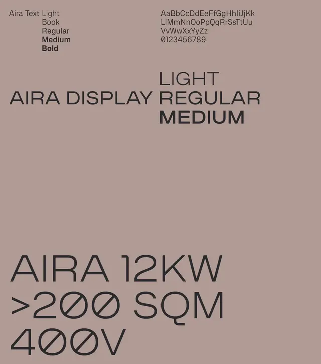 Aira Typeface Specimen, minimal, swiss, muted