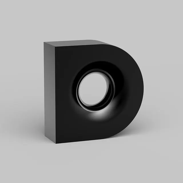 3D Letter 'o' Render, minimal, geometric, dark