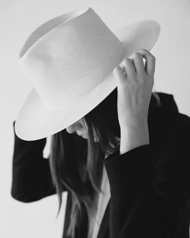 Woman in Wide-Brimmed Hat, minimal, monochrome, monochrome
