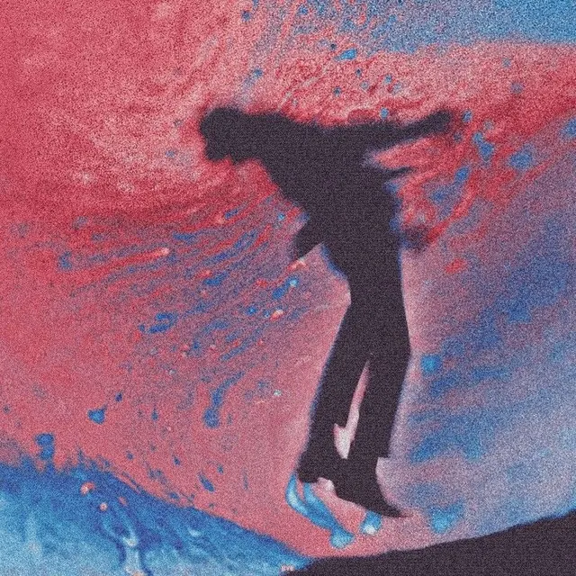 Abstract Silhouette in Red and Blue Texture, abstract, maximalist, vibrant