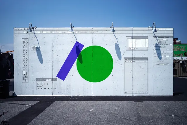 Geometric Graphic on Shipping Container, minimal, geometric, vibrant
