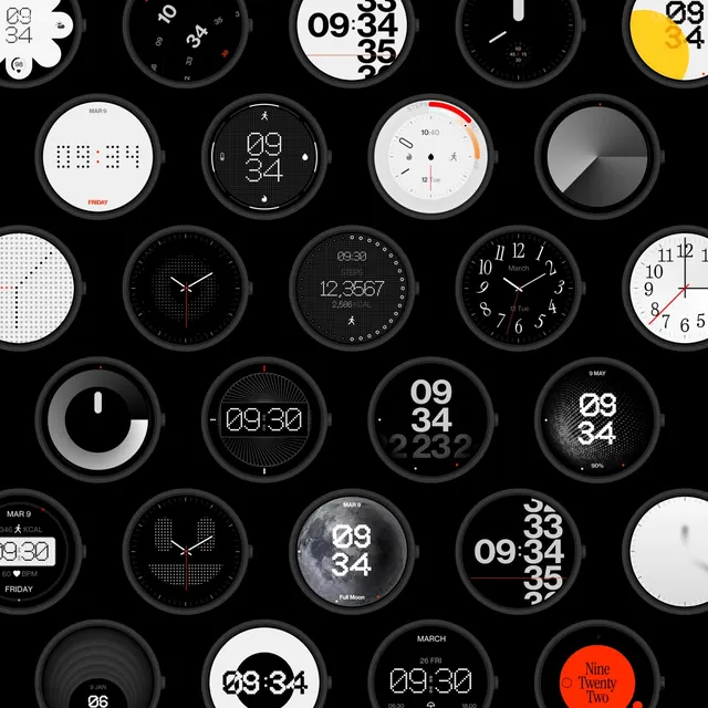 Clock and Timeface Graphic Pattern, minimal, geometric, monochrome