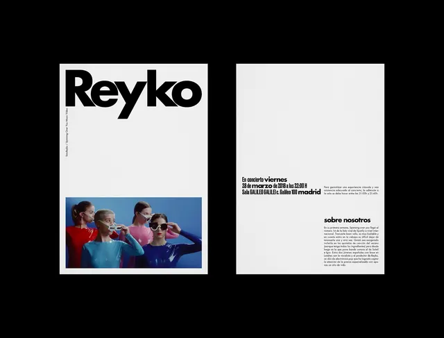 Reyko Identity and Layout Design, minimal, swiss, high-contrast