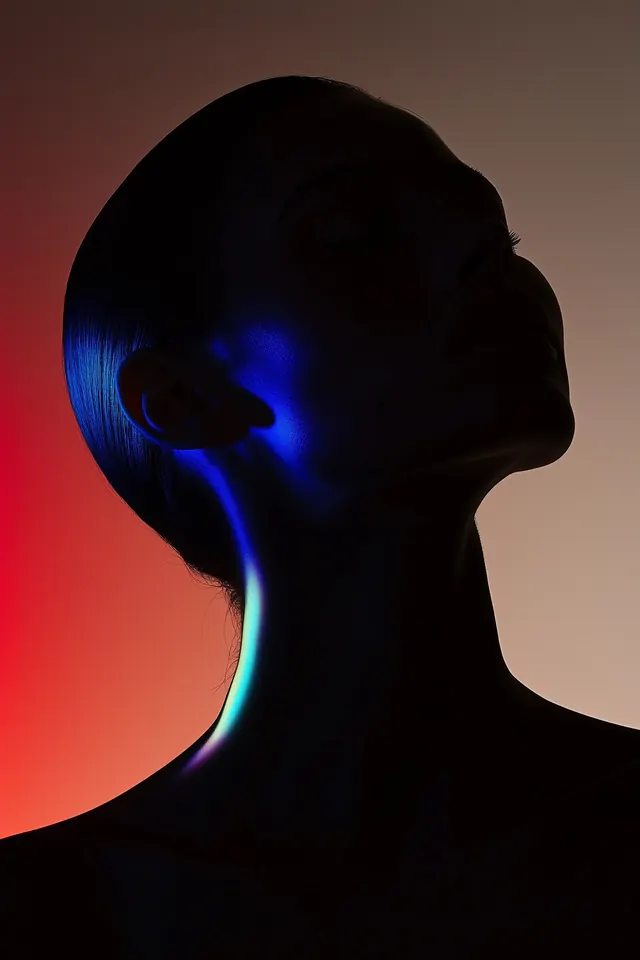 Neon Silhouette Portrait, dark-mode, photographic, dark