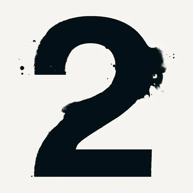 Distressed Number Two Graphic, brutalist, monochrome, dark