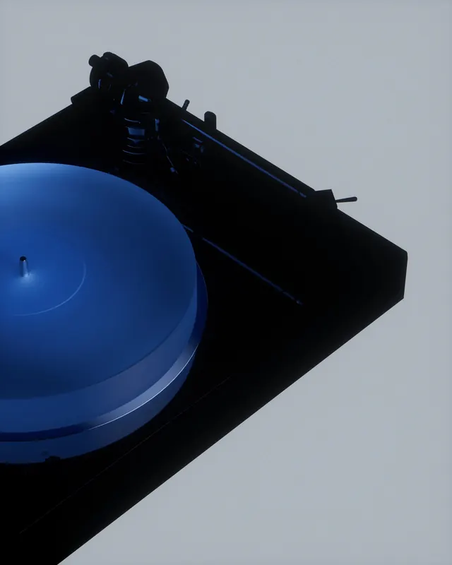 Turntable and Vinyl Record Mockup, minimal, photographic, dark