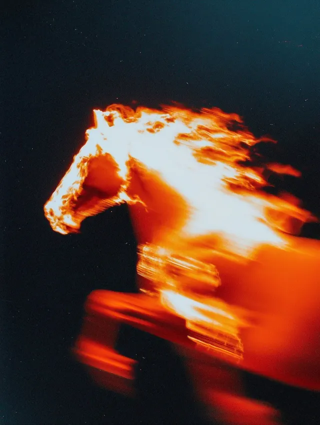 Fiery Horse Motion Study, photographic, abstract, dark