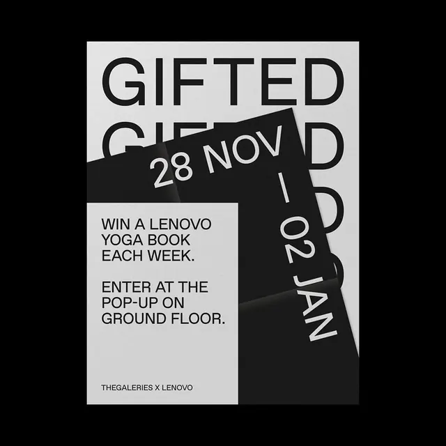 Lenovo Gifted Pop-Up Poster, minimal, swiss, high-contrast